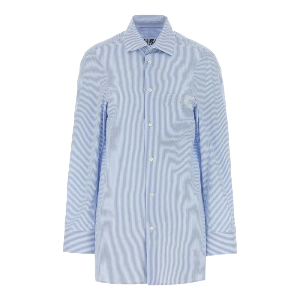 Mm6 Maison Margiela Vrouw Blauw Overhemden Dames, S, Katoen, Lange Mouwen Overhemd Met Knopen