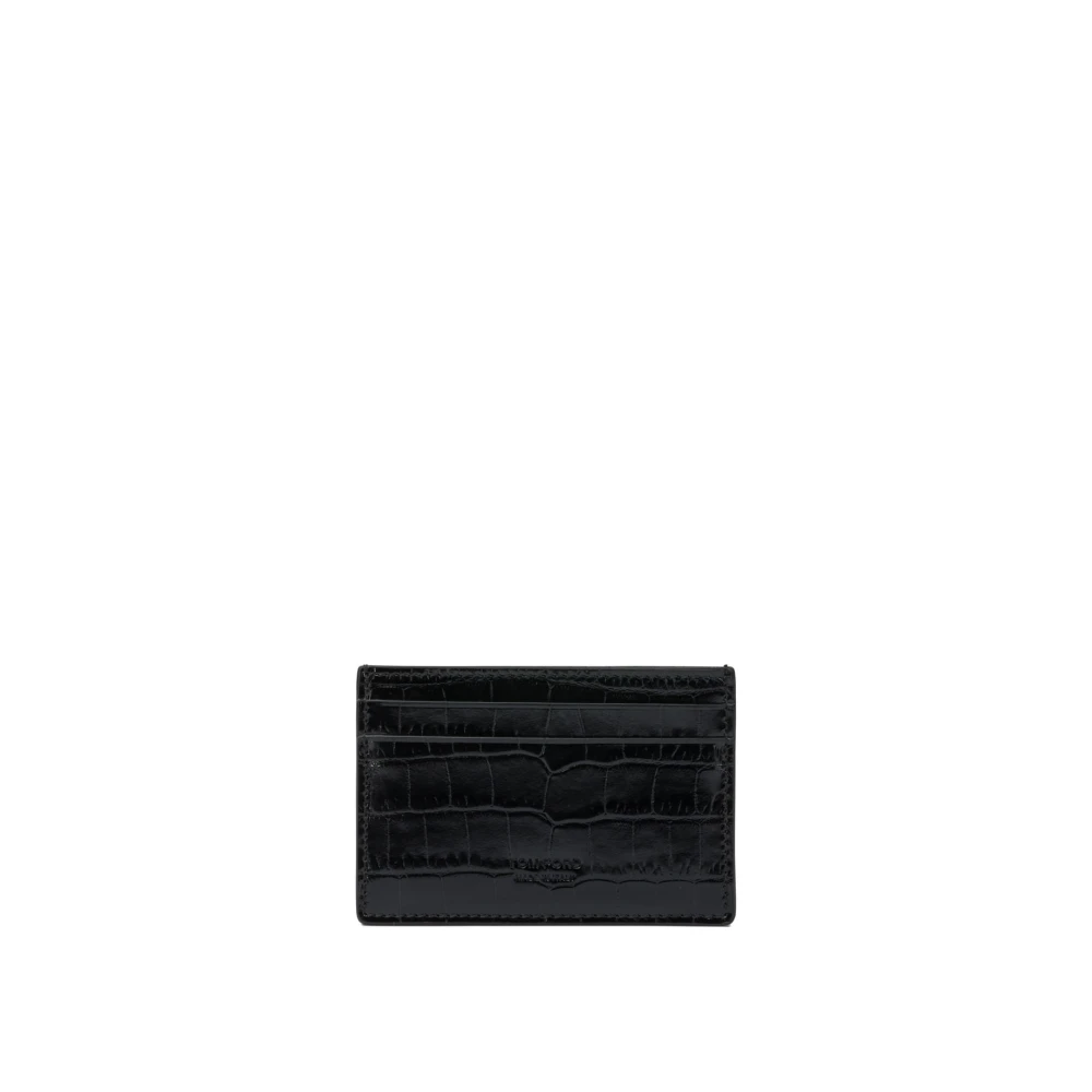 Tom Ford Men's Black Wallets & Cardholders, One Size, Crocodile-Print Card Holder