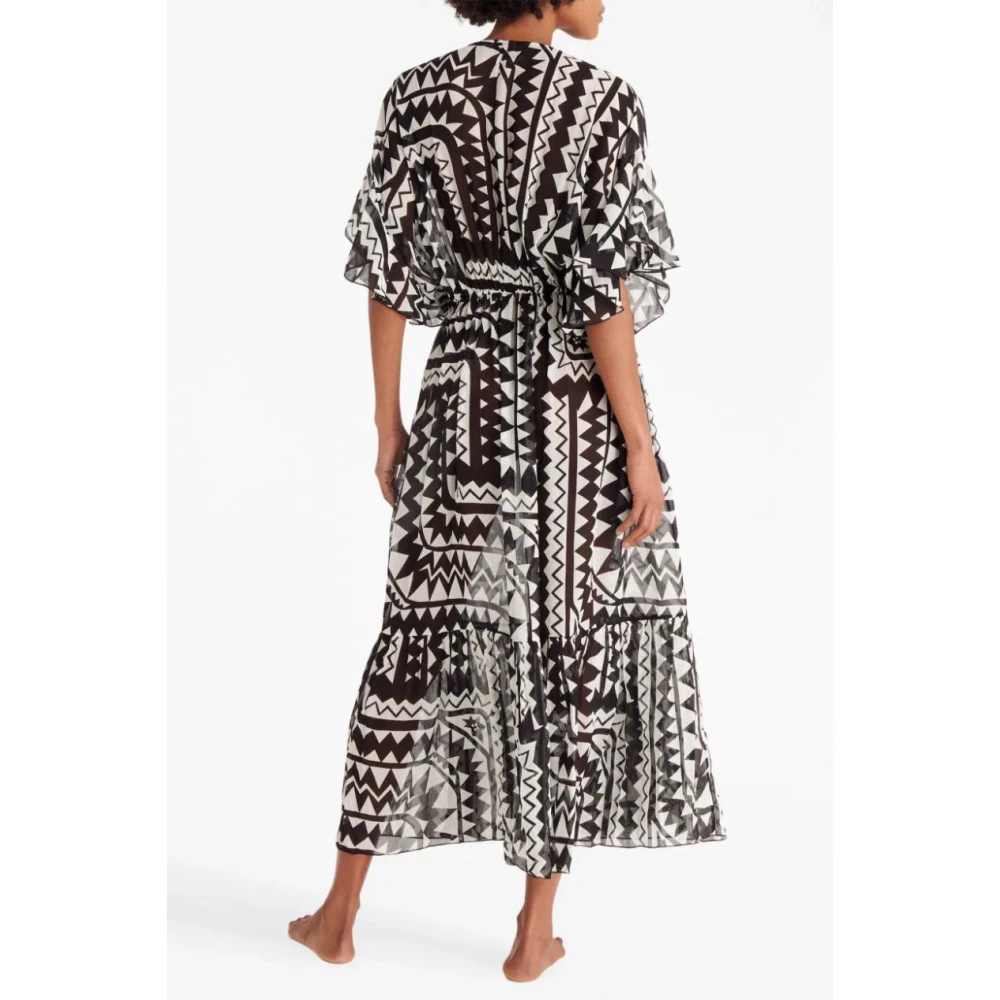 Eres Zijden midi-jurk met geometrische print Black Dames