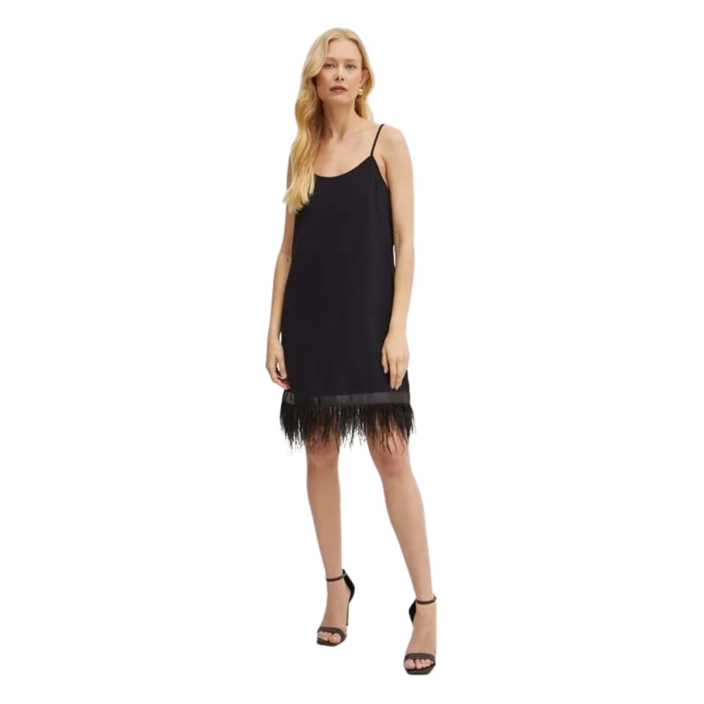 Twinset Zwarte Jurk met Karo Halslijn Black Dames