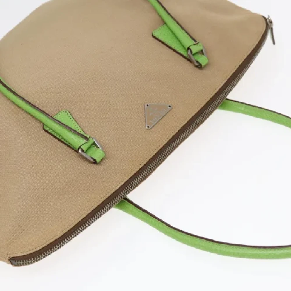 Prada Vintage Pre-owned Canvas prada-bags Beige Dames