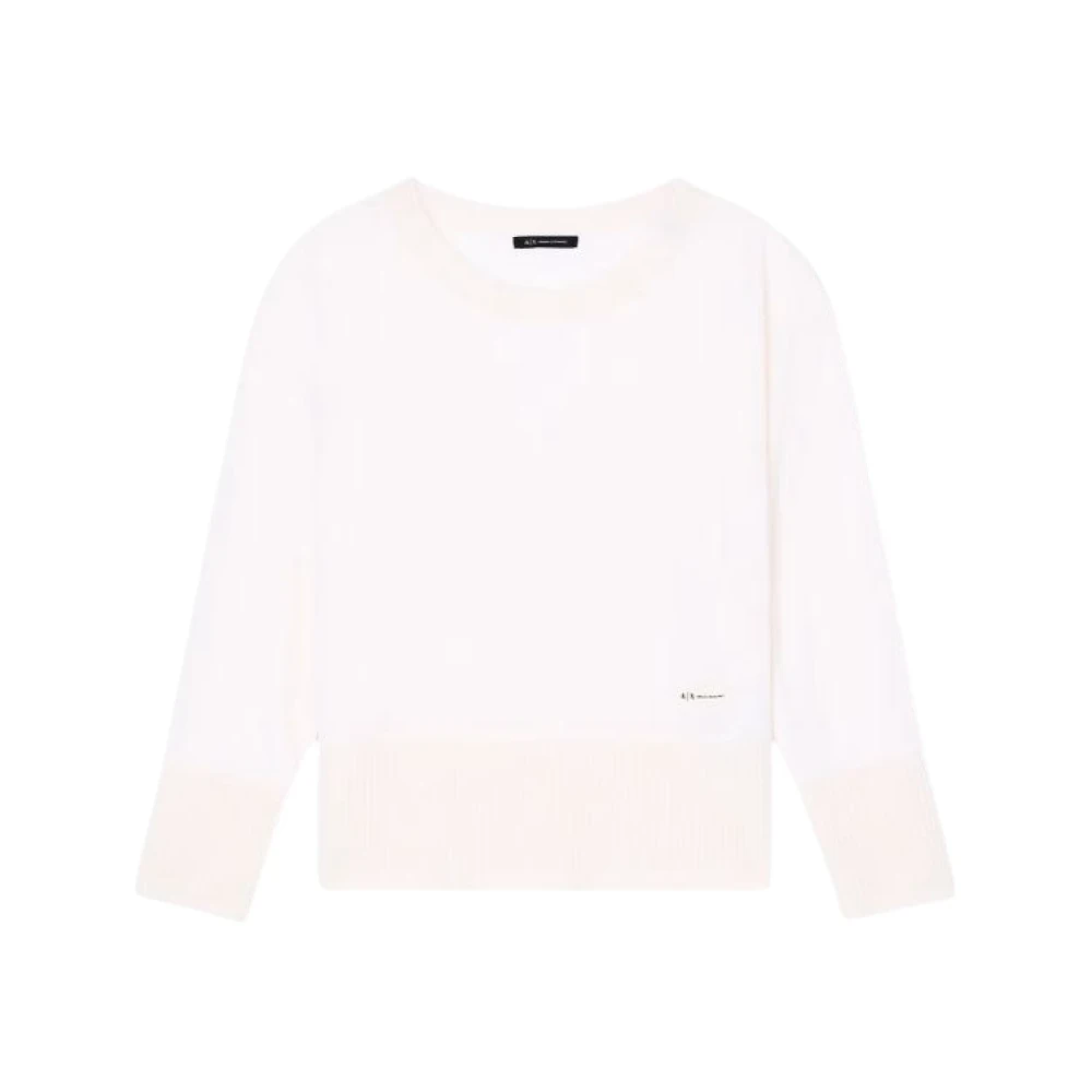 Armani Exchange Round-Neck Knitwear, Female, S, Mixed Yarn Jumper Beige