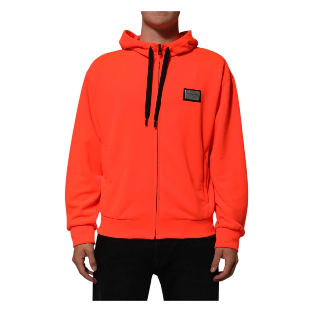 Dolce & Gabbana Men's Red Zip-Throughs, Xs, Hooded Sweatshirt
