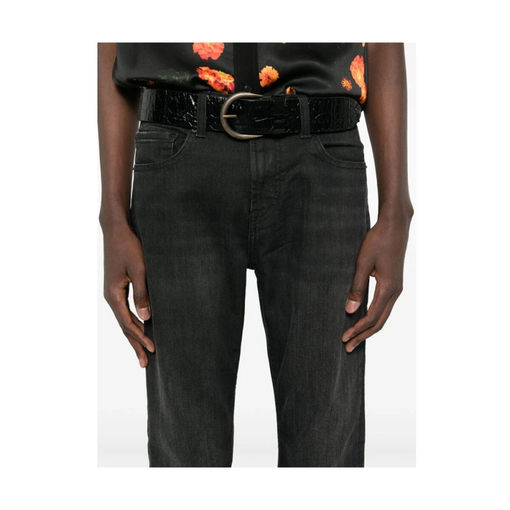7 For All Mankind Zwarte Slim Fit Denim Jeans Black Heren