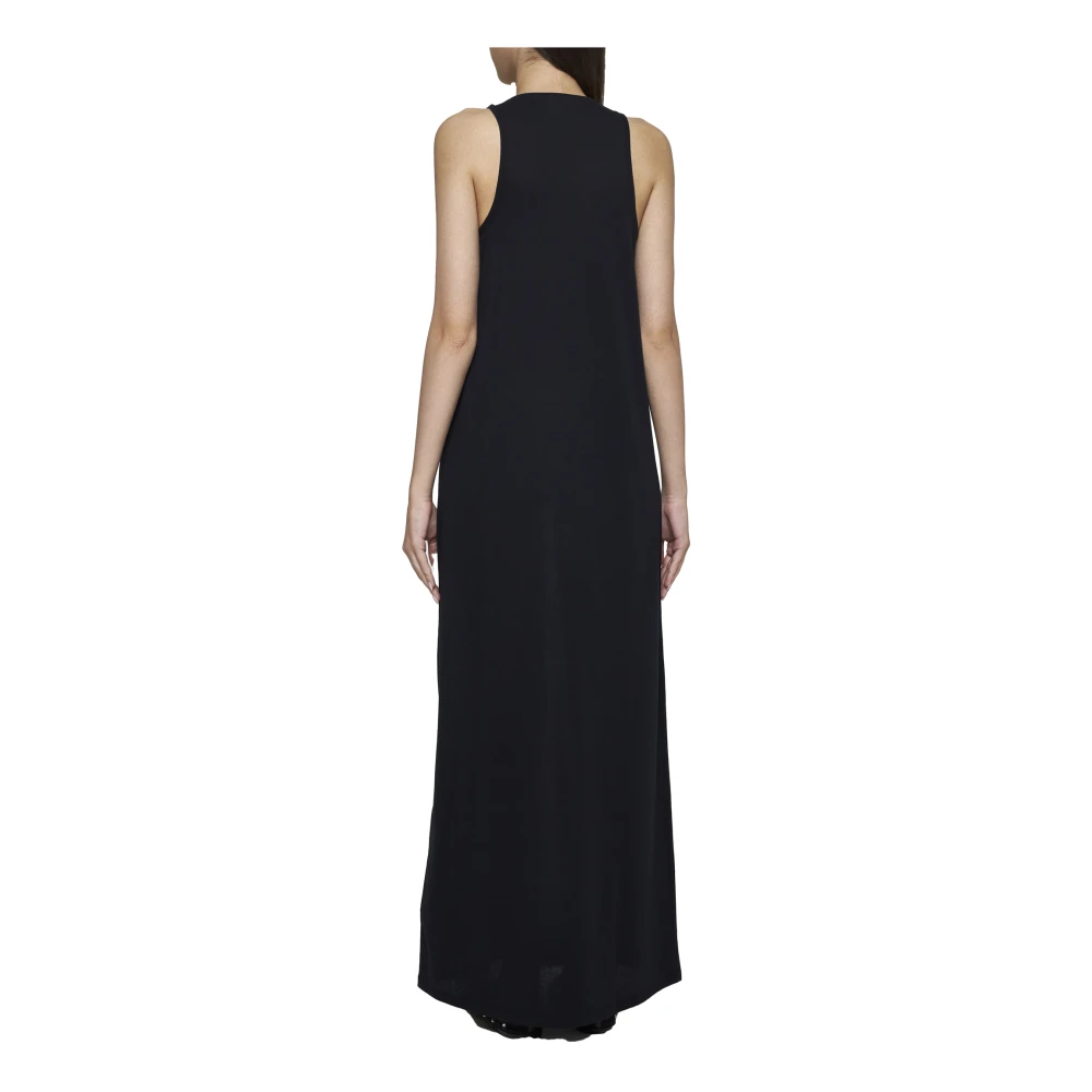 Khaite Zwarte V-hals Lange Jurk Black Dames