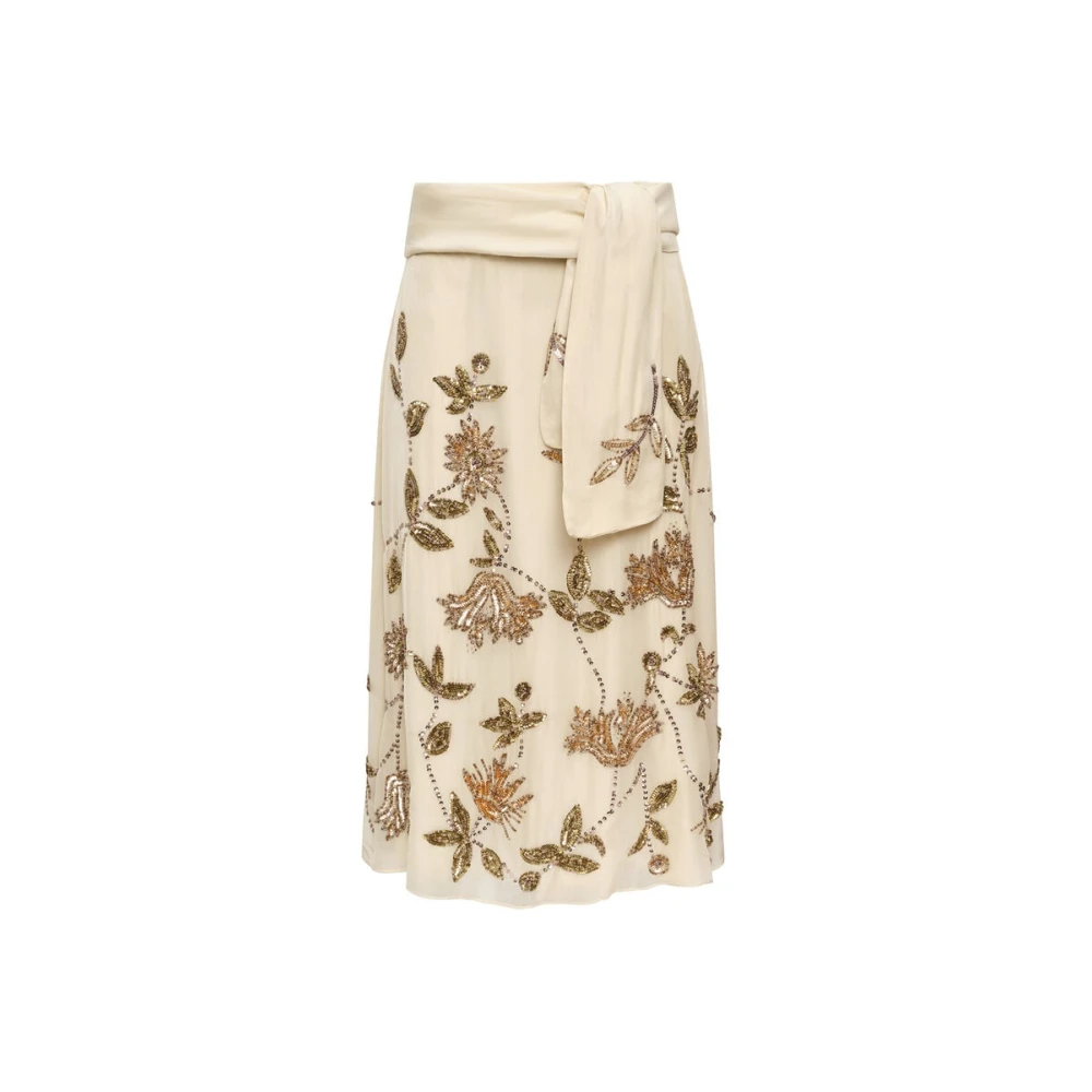Maliparmi Women's Beige Midi Skirts, S, Silver Garden Skirt