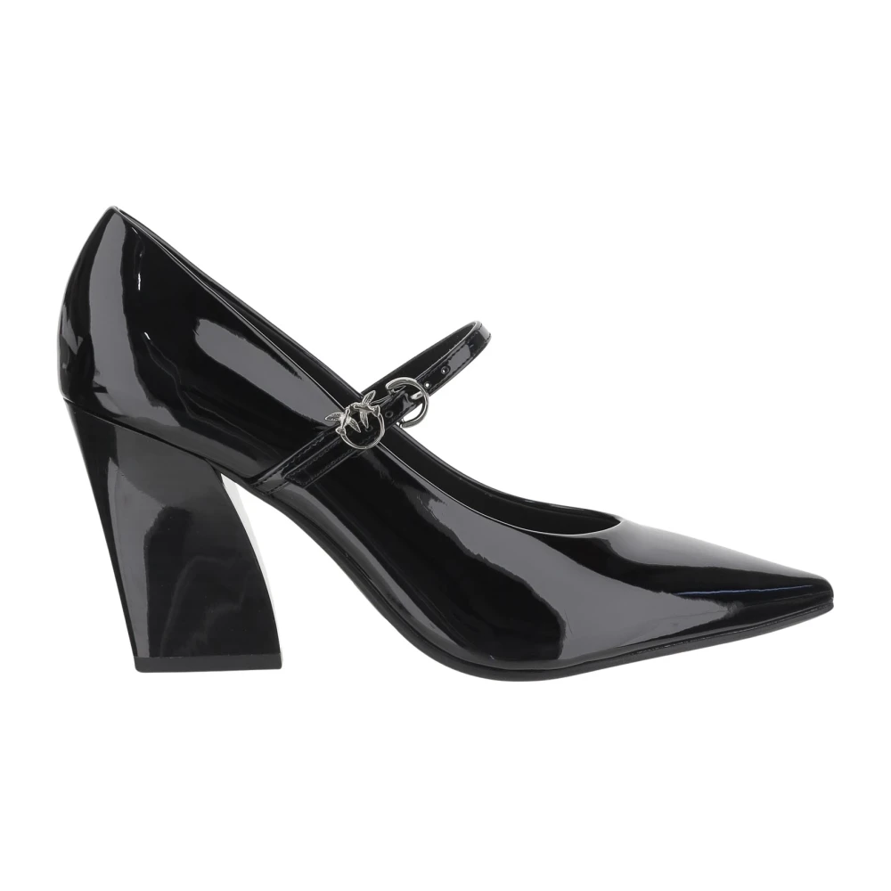 Pinko Women's Black Pumps, 7 Uk, Glossy Leather Pointed Toe Pumps