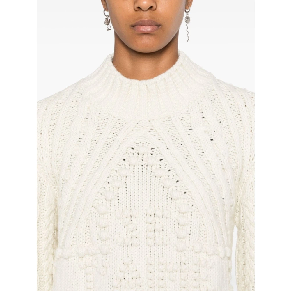 Jean Paul Gaultier Chunky Gebreide Hoge Hals Trui Beige Dames
