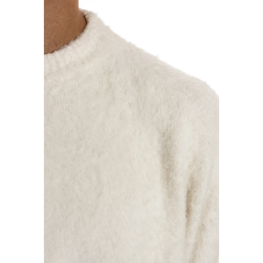 Roberto Collina Oversized Katoenen Trui met Splitten Beige Heren