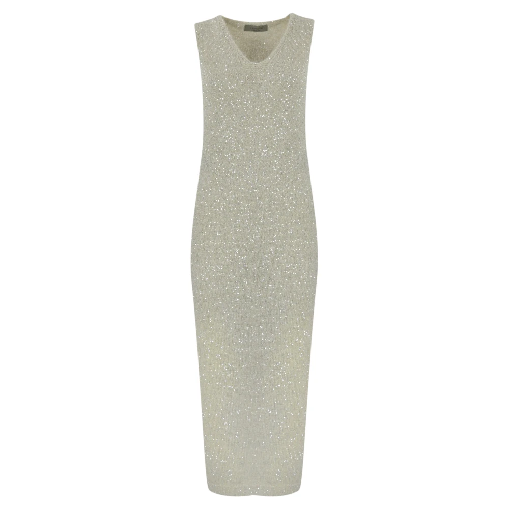 D.Exterior Pailletten Midi Jurk met Alpaca en Wol White Dames