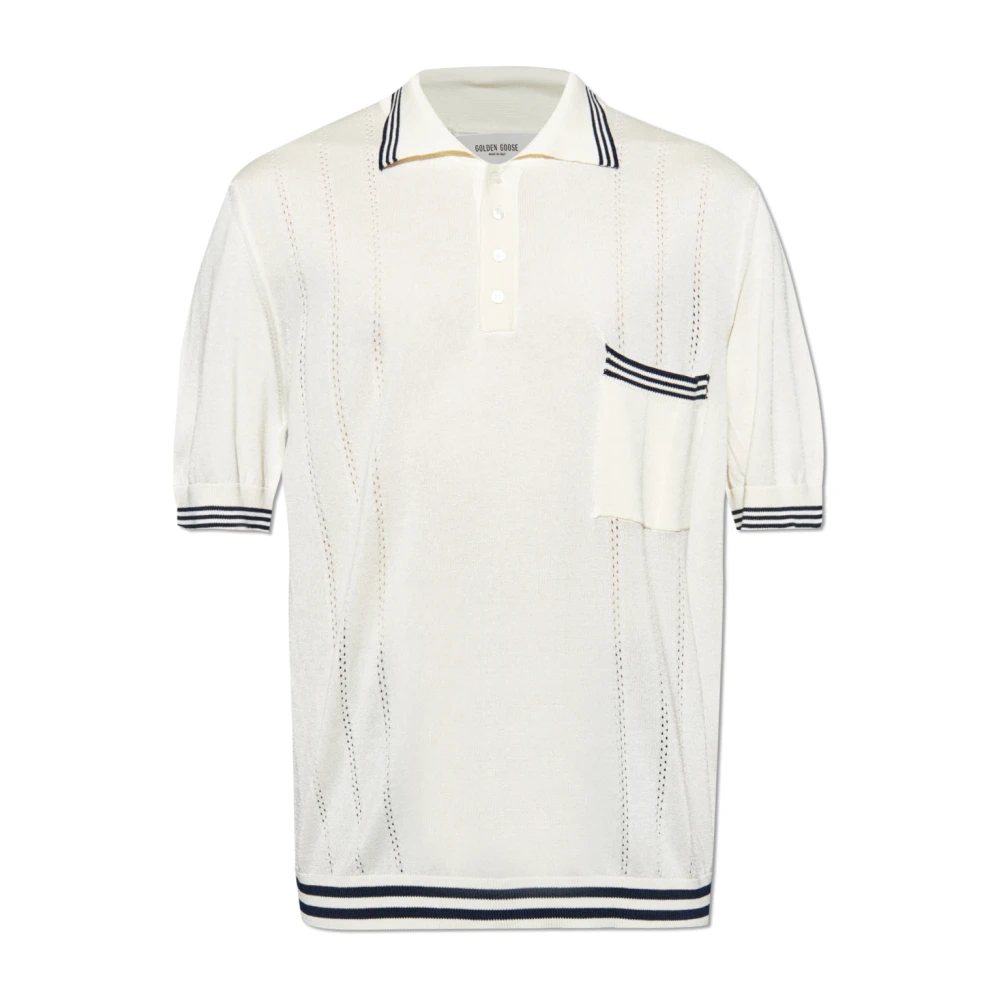 Golden Goose Gestreept Poloshirt Beige Heren