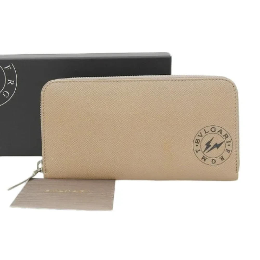 Bvlgari Vintage Pre-owned Leather wallets Beige Dames