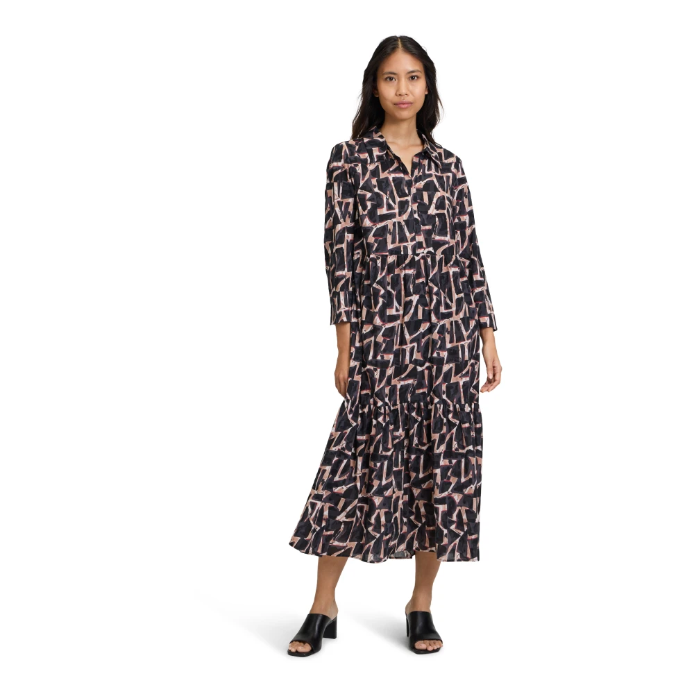Betty & Co Gedrukte gelaagde jurk Brown Dames