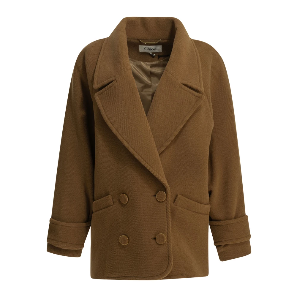 CHLOé | Cappotto corto in lana a spina di pesce cammello | | 38 - Immagine 5