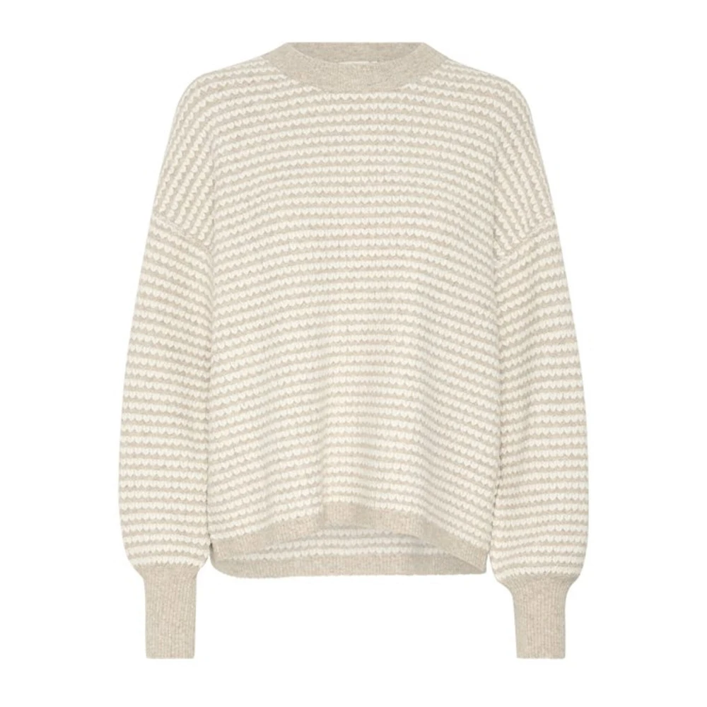 Kaffe Women's Gray Round-Neck Knitwear, 2XL, Feather Grey Knit Pullover
