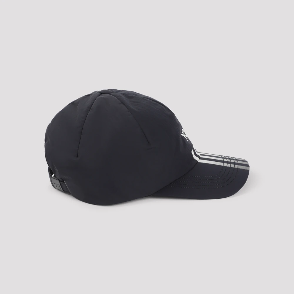 Y-3 Zwarte Nylonpet met Iconische Strepen Black Heren