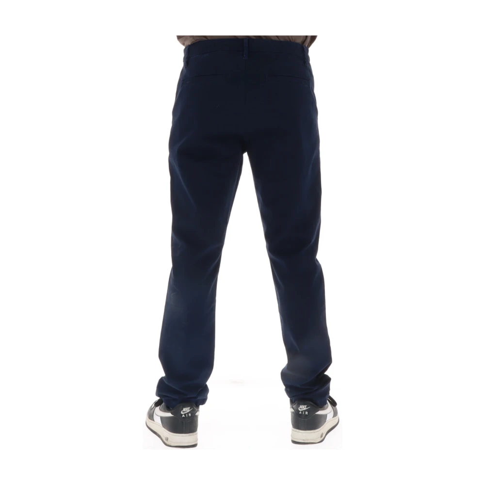 Sun68 Blauwe Katoenen Broek Rits Knoopsluiting Blue Heren