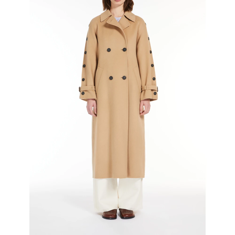 Max Mara Weekend Dubbelbreasted wollen trenchcoat Beige Dames