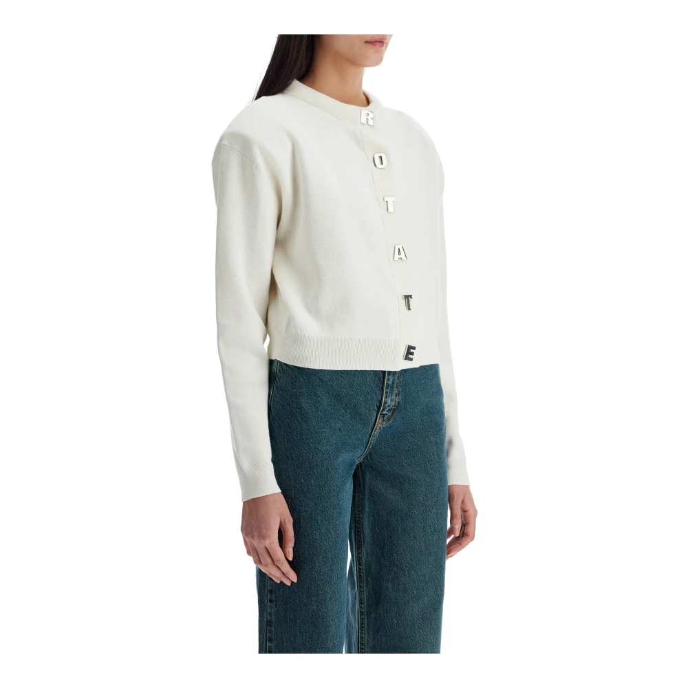 Rotate Birger Christensen Ivoor Katoenen Vest met Ronde Hals White Dames