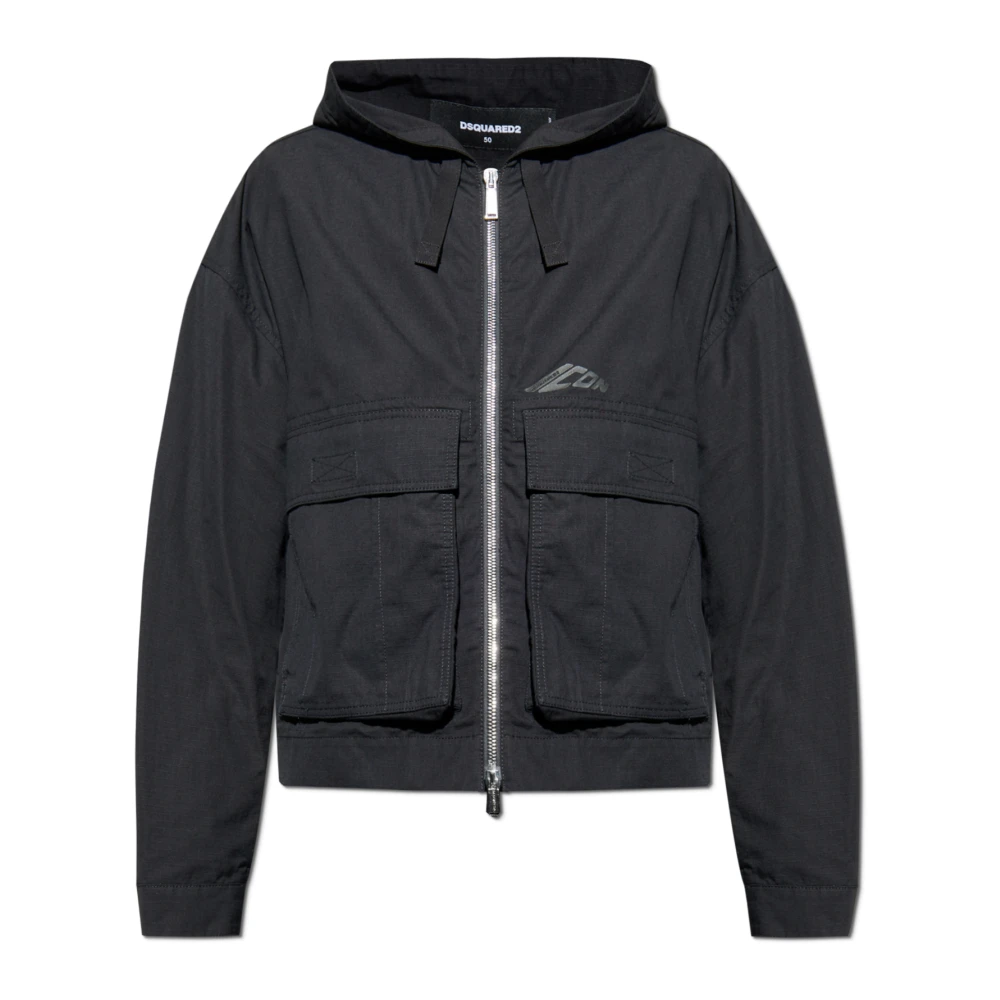 Dsquared2 Ripstop Windbreaker Jas met Cargo Zakken Black Heren