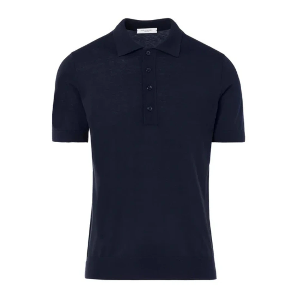 Paolo Pecora Men's Blue Luxury Silk Cotton Polo Navy - Polo Shirts - 2XL- Tops