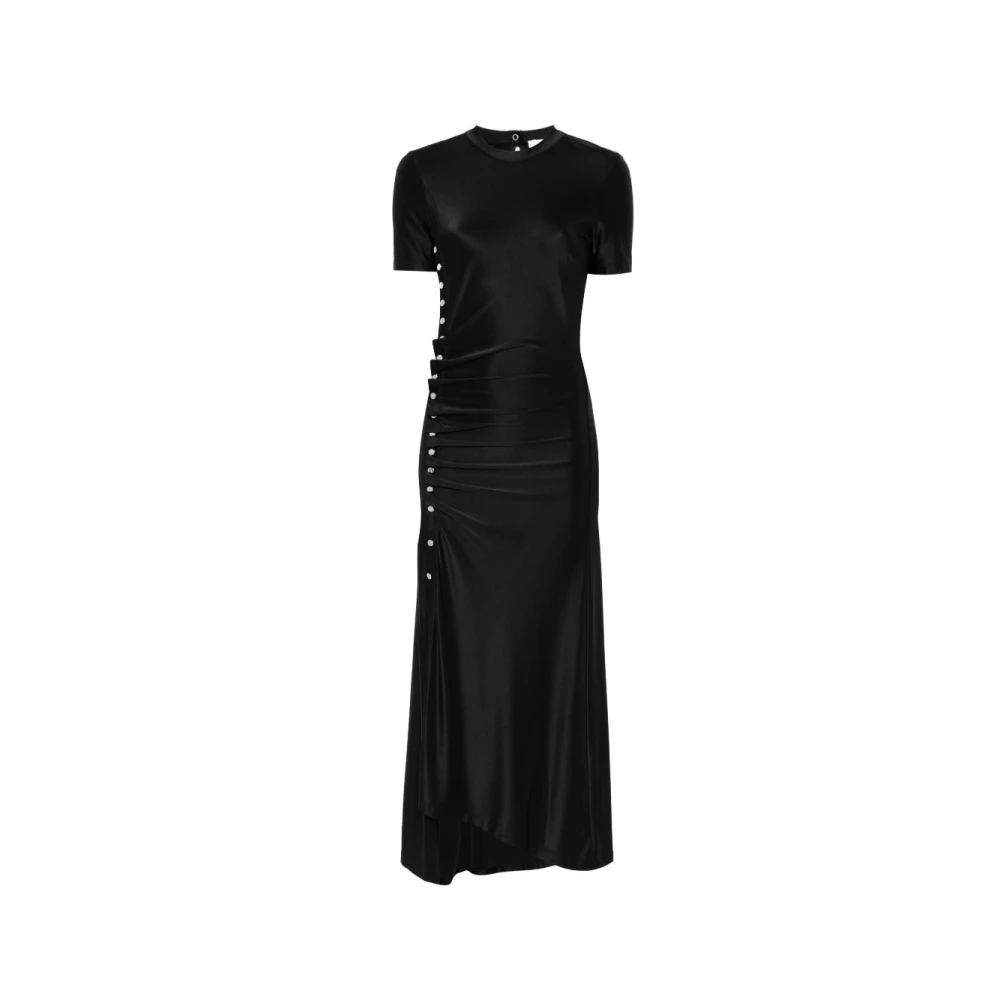 Rabanne Women's Black Long Draped Jersey Dress
