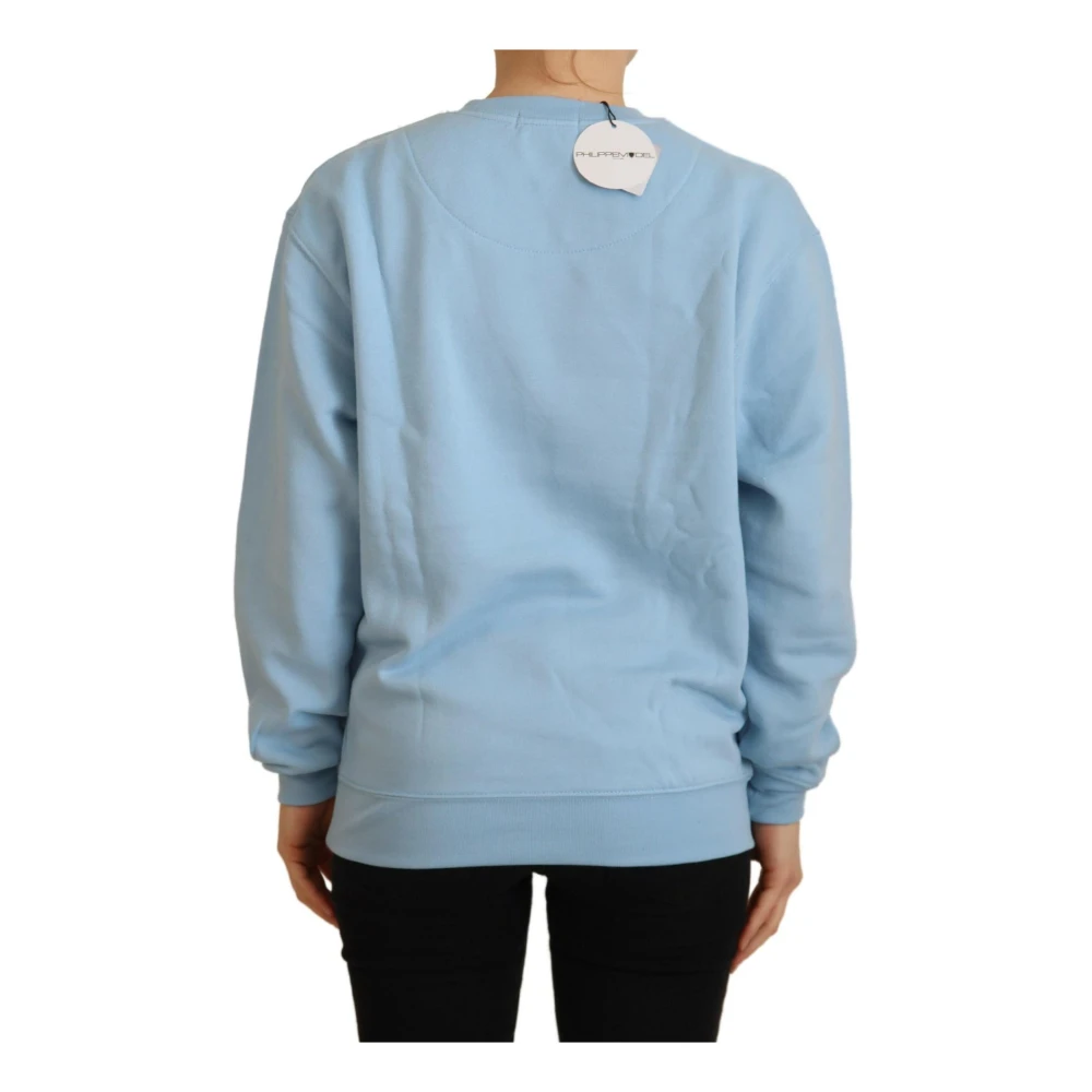 Philippe Model Lichtblauwe Logo Bedrukte Trui Blue Dames