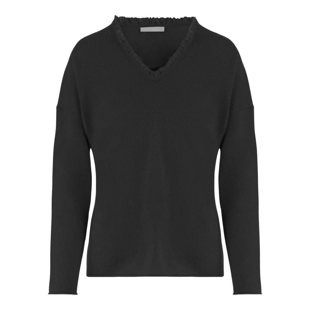 Allude Women's Black V-Neck Wool And Cashmere Jumper - V-Neck Knitwear - M - Knitwear