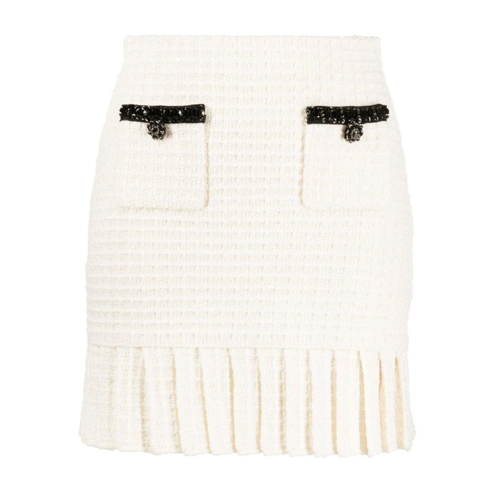 Self Portrait Crème Geplooide Mini Rok Beige Dames