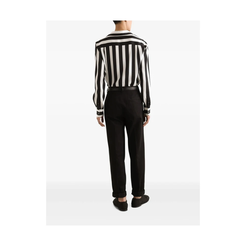 Dolce & Gabbana Zwarte Geknoopte Revers Shirt Black Heren