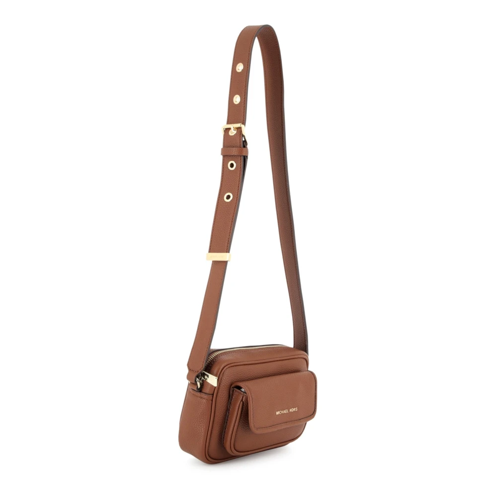 Michael Kors Elegante Schoudertas van Gecoat Stof Beige Dames