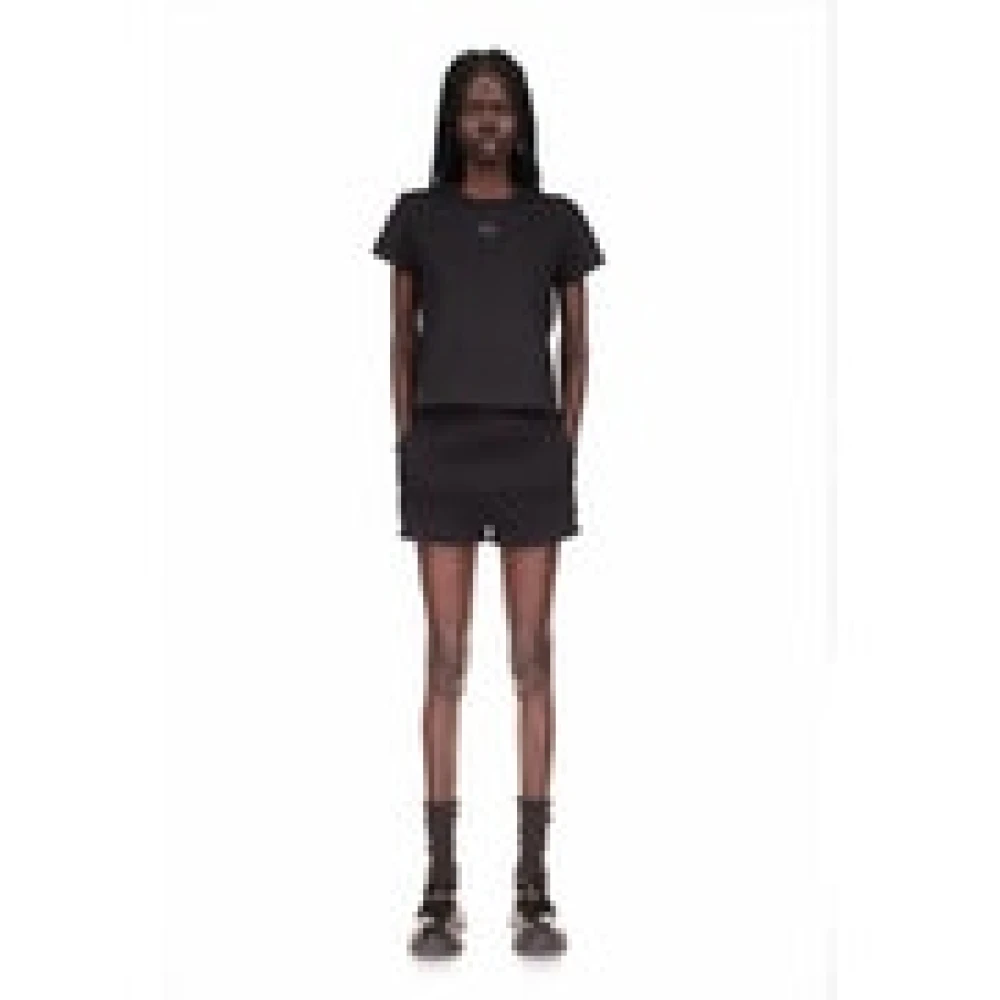 alexander wang Zwart Logo Tee Met Halsband Black Dames