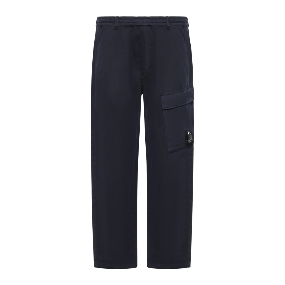 C.p. Company Men's Blue Elasticated Lens Cargo Trousers - Straight Trousers - S - Trousers