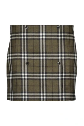 Rutig Mini Kjol Grön Khaki