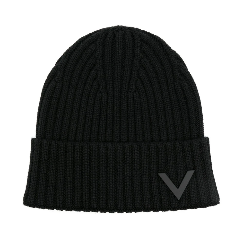 Valentino Garavani Stijlvolle Beanie Muts in Zwart Black Heren