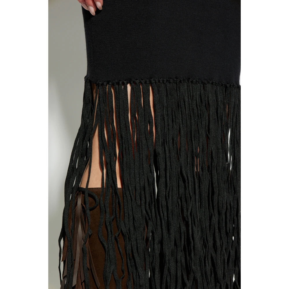 Munthe Jurk met franjes Black Dames