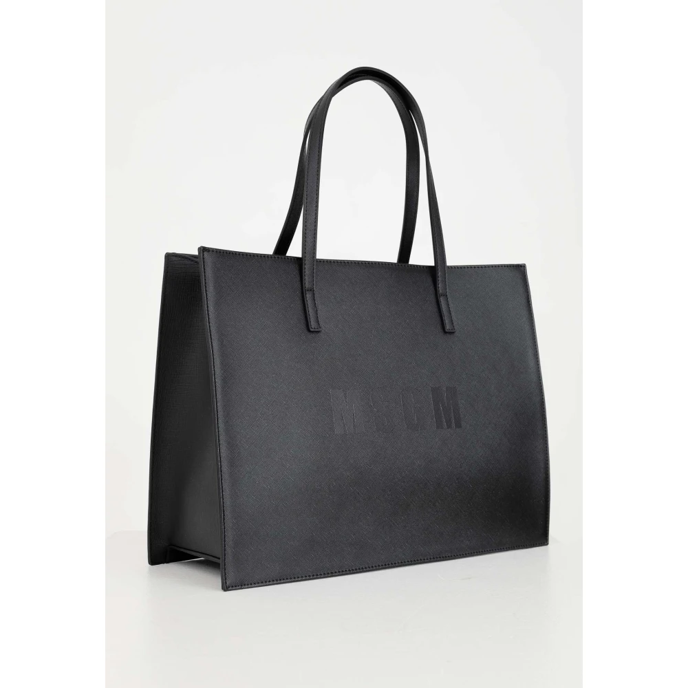 Msgm Zwarte Shopper Tas met Logo Black Dames
