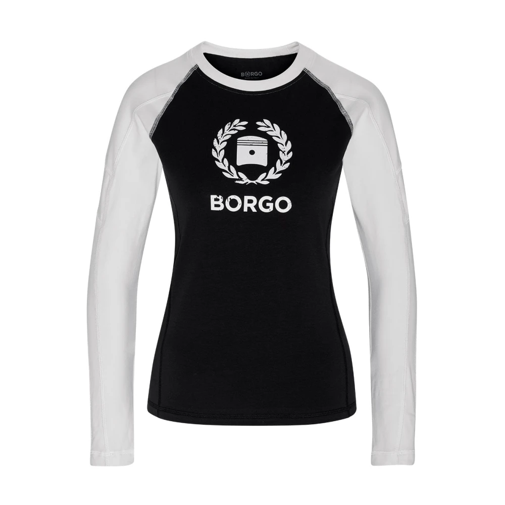 Borgo Andalusia Longlap Nero Bianco T-Shirt Black Dames