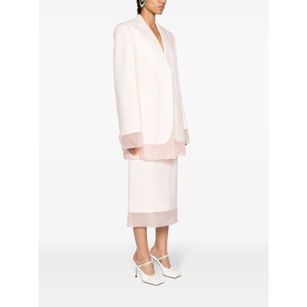 SPORTMAX Gelaagde Zijdeblend Jas Roze Pink Dames
