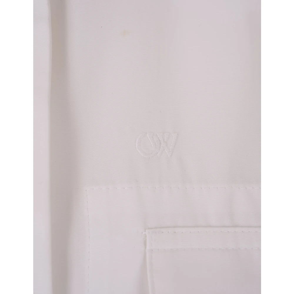 Off White Witte Katoenen Crop Shirt met Metalen Details White Dames