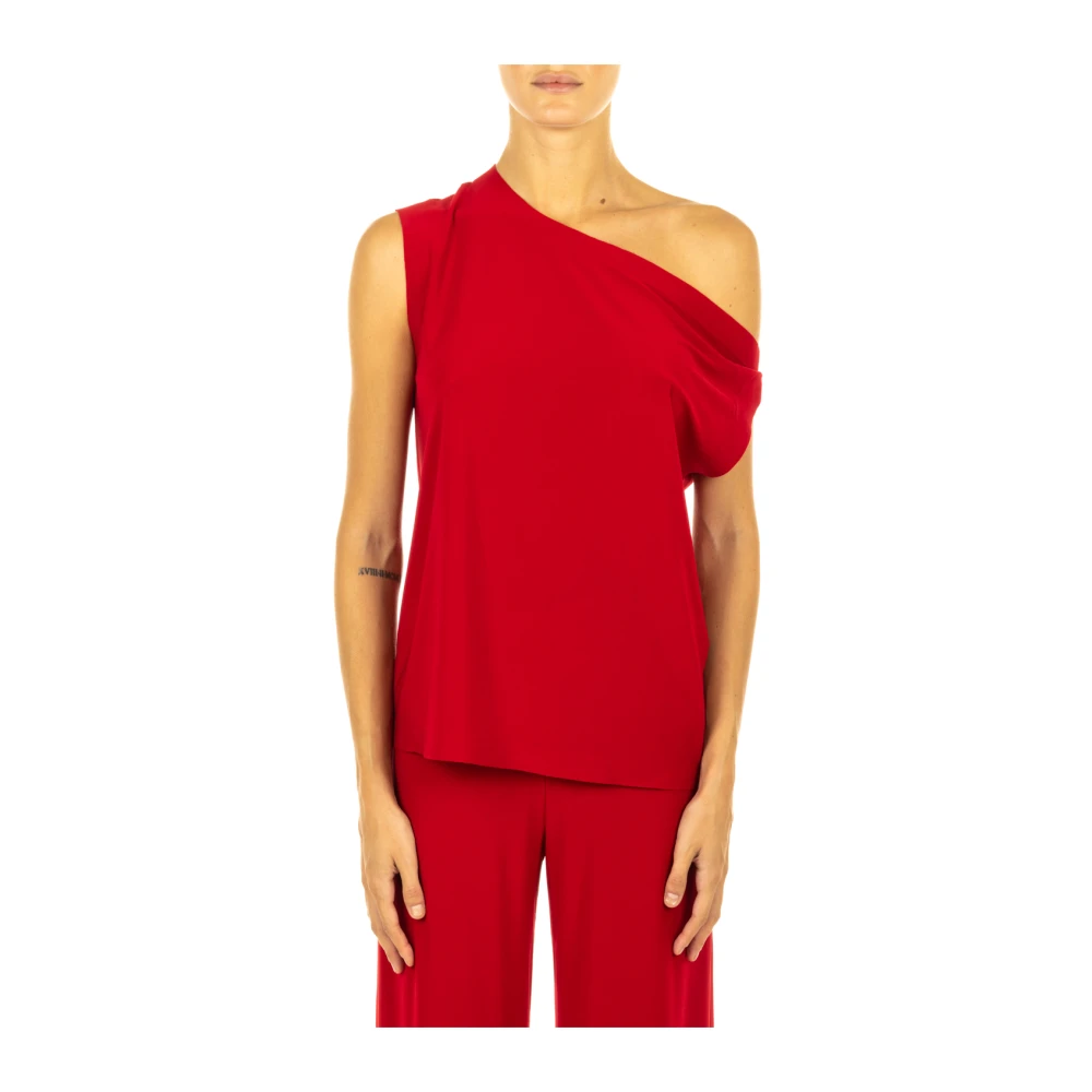 Norma Kamali Rode Drop Shoulder Top Red Dames