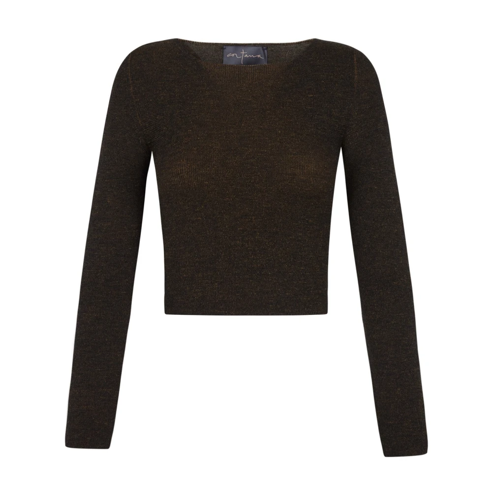 Brun Cashmere Melange Langermet Topp