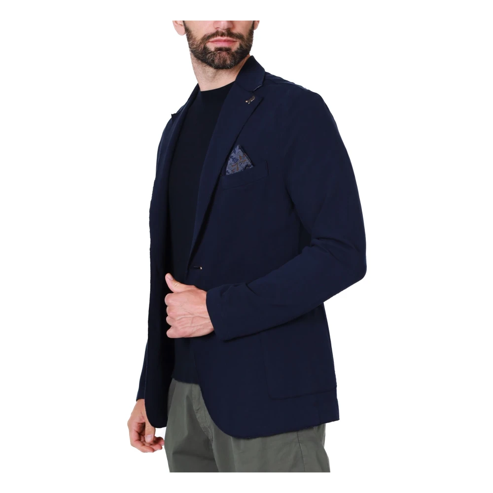 BOB Blauwe Jersey Stretch Blazer Jas Blue Heren