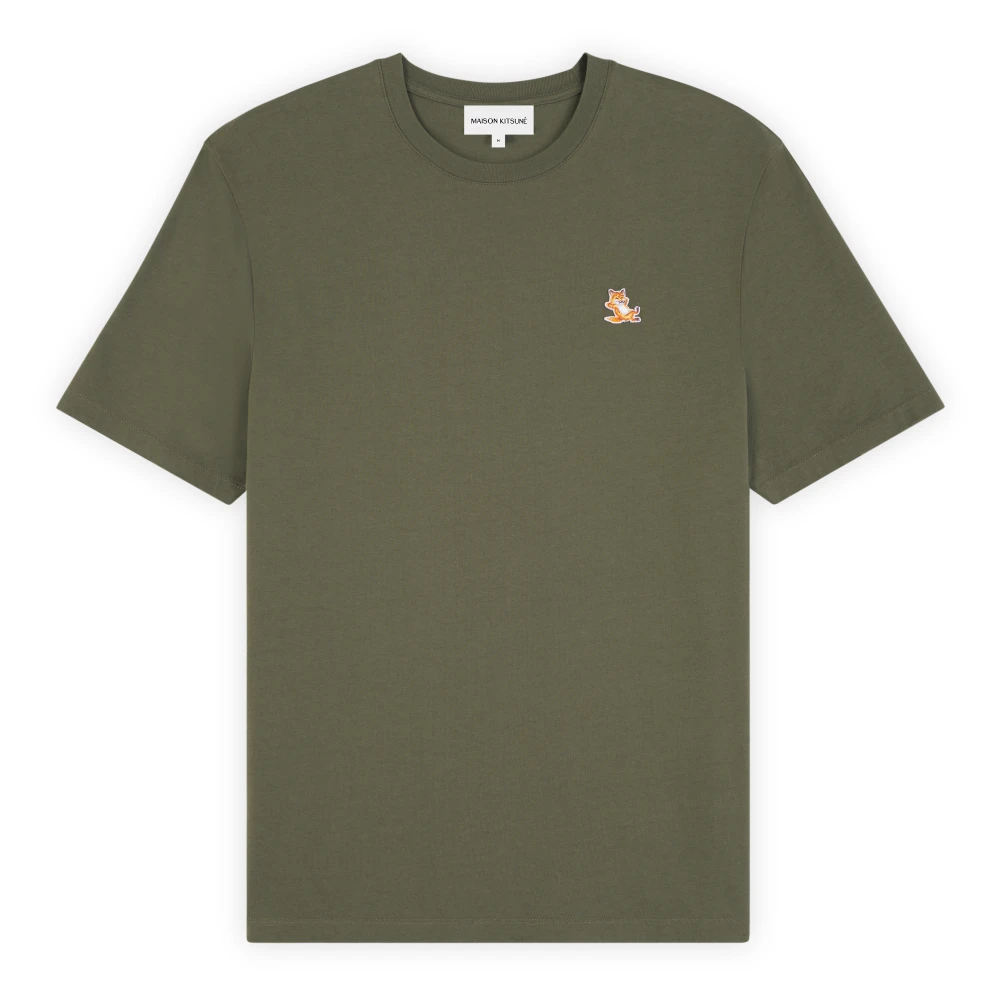 Maison Kitsuné Militair Groene Fox Patch T-shirt Green Heren