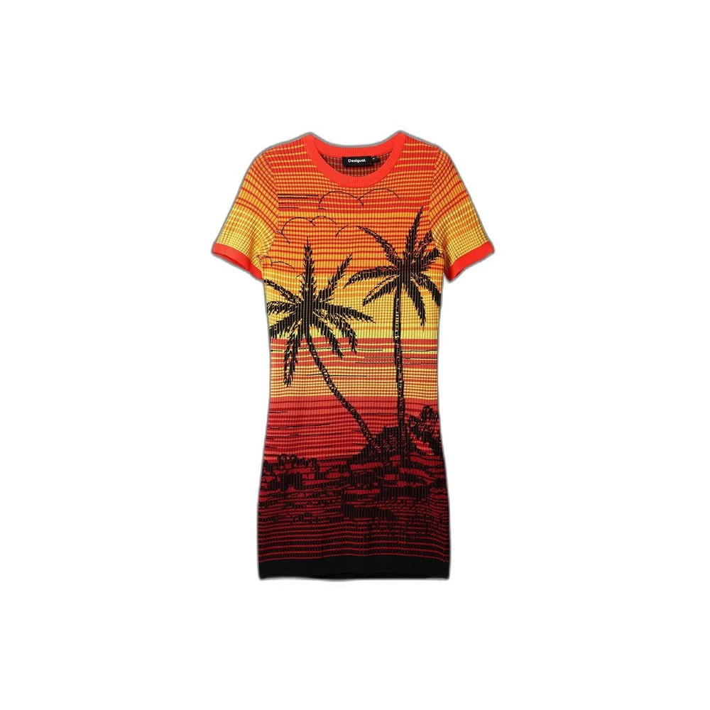 Desigual Vrouw Multicolor Rode Viscose Midi Jurk