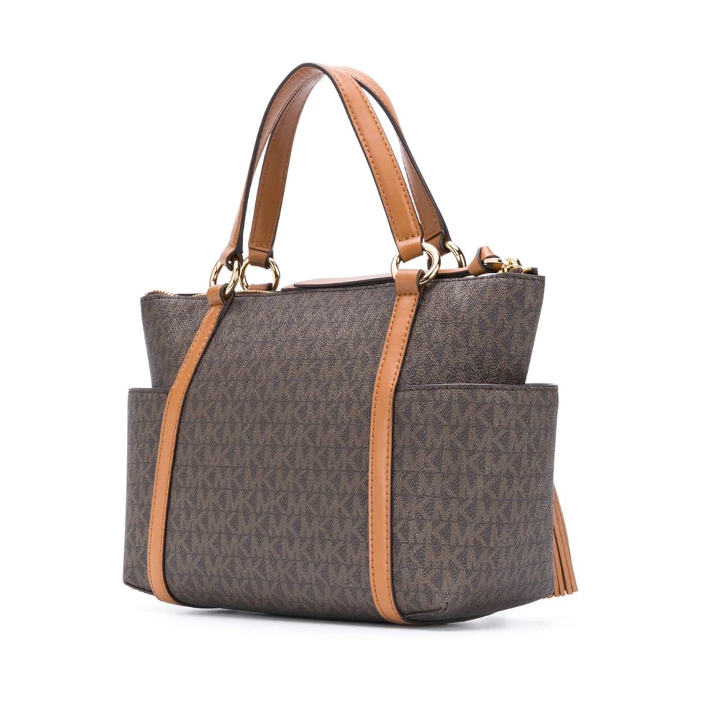 Michael Kors Bruin Leren Tote Tas met Logo Brown Dames