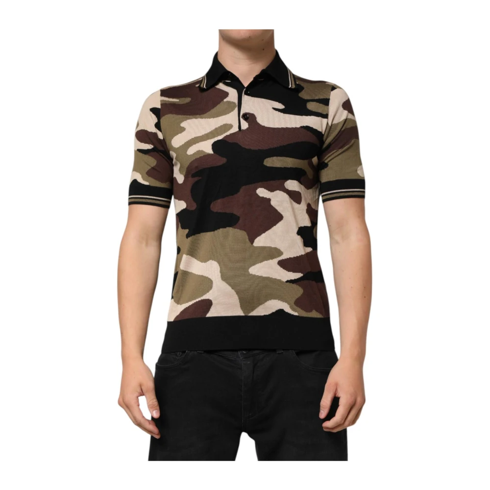 Dolce & Gabbana Men's Camouflage Silk Military Polo T-Shirt