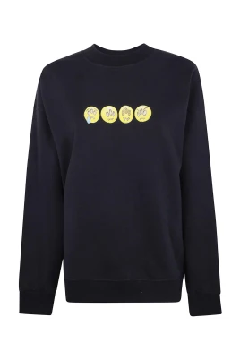 Crewneck Sweatshirt med Smiley Face-tryck
