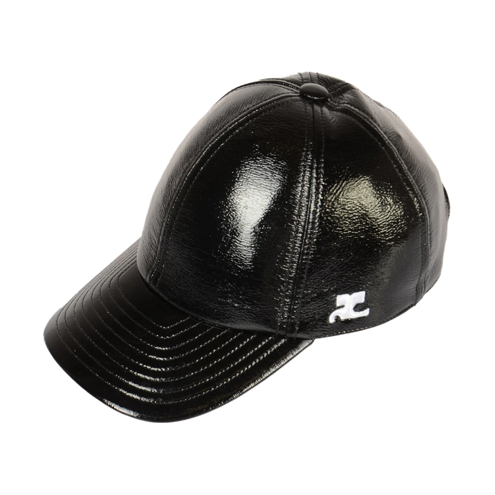 Courrèges Zwarte Vinyl Cap Hoed Black Dames