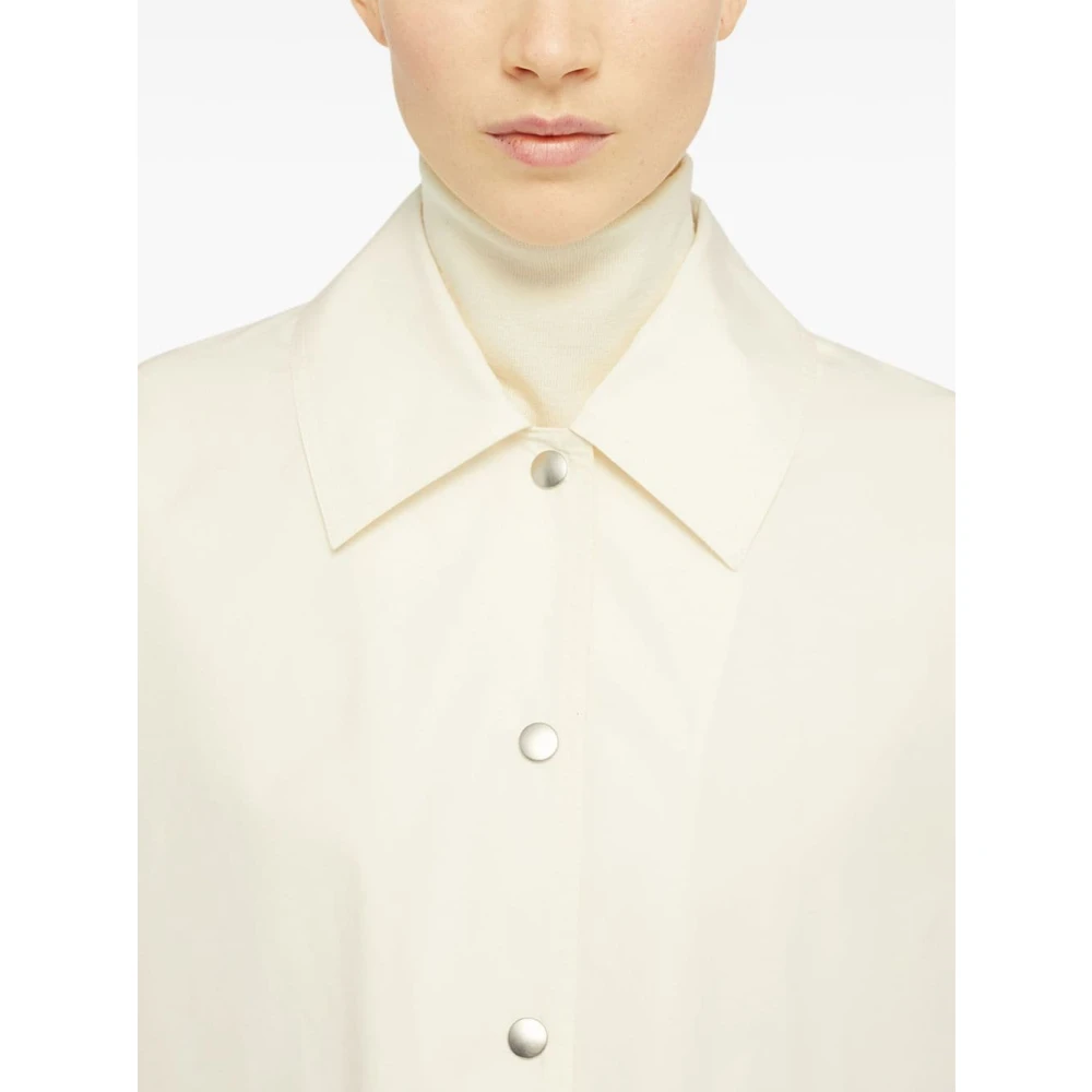 Jil Sander Beige Katoenen Jas Logo Print Beige Dames